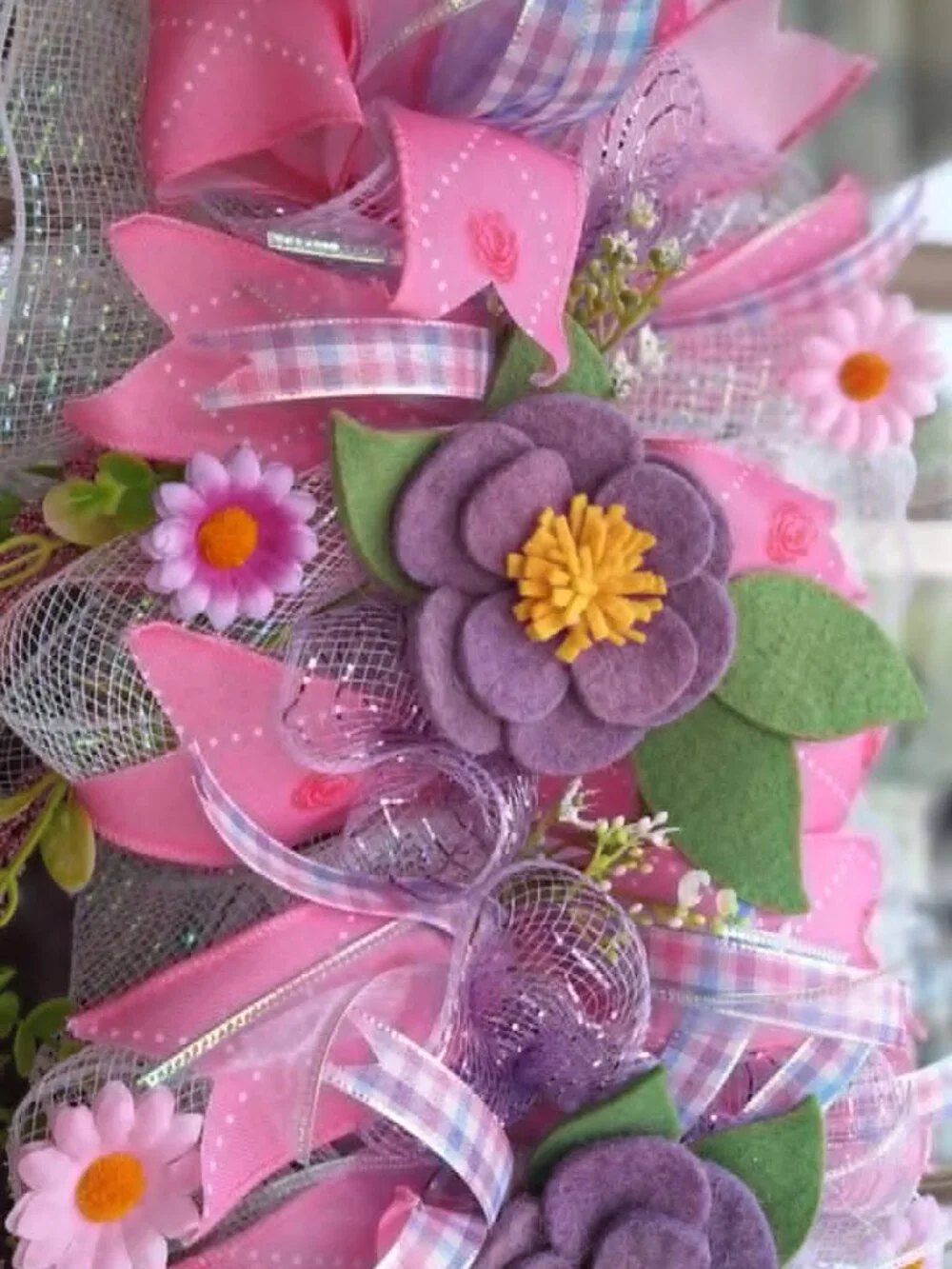Handmade mesh ribbon swag wreath